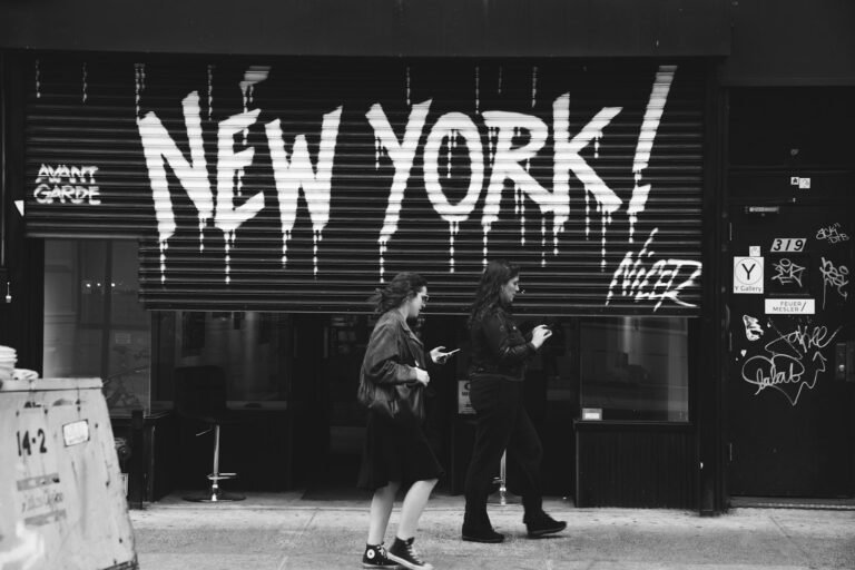 Visitors viewing art in a New York gallery