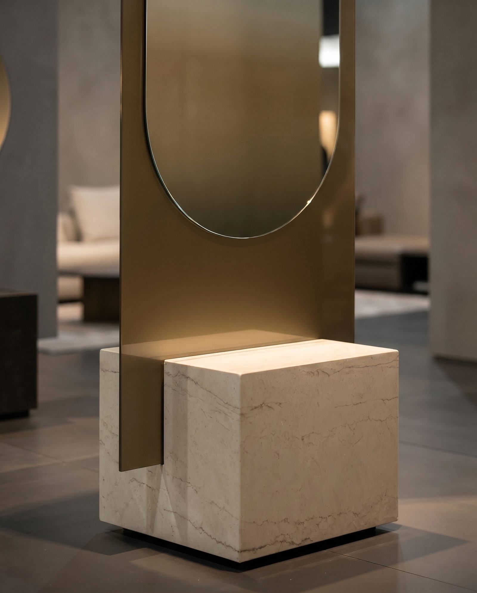 Detail of Alice bronze-frosted glass on a Cosentino ECLOS base